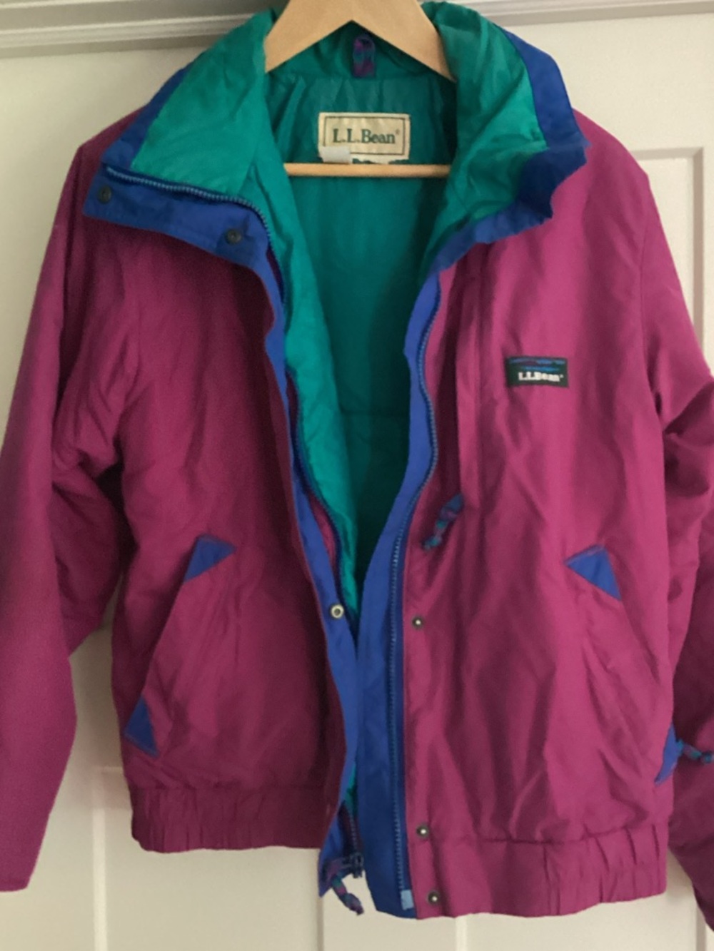 L.L. Bean Magenta Jacket with Teal and Royal Blue Accents, thinsulate